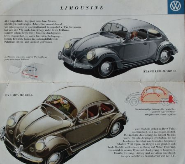 Volkswagen Beetle Export Modelprogram 1953 Carbrochure (3994)